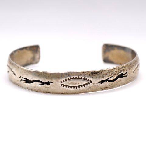 Vintage Sterling Silver Stamped Cuff Bracelet 6.5"