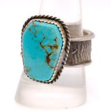 Vintage Sterling Turquoise Textured Ring 10.25