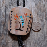 Huge Vintage Sterling Inlay Blue Jay Bolo Tie