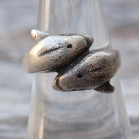 Vintage Sterling Silver Dolphin Ring 7.5