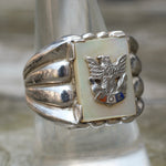 Vintage Sterling FOE Mother Of Pearl Ring 9