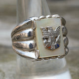 Vintage Sterling FOE Mother Of Pearl Ring 9