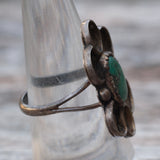 Vintage Sterling Turquoise Floral Ring 7.25