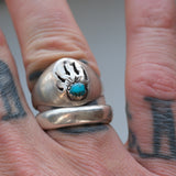 Vintage Sterling Turquoise Bear Paw Ring 9.5