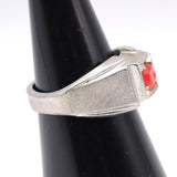 Vintage Sterling Red Glass Signet Ring 7.25