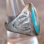 Vintage Sterling Turquoise V For Victory Stamped Ring 11