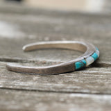 Vintage Sterling Turquoise and Mother Of Pearl Cuff