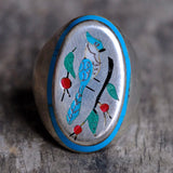 Vintage Sterling Inlaid Blue Jay Ring 10