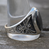 1980's Vintage Sterling Hematite Thunderbird Ring