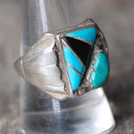 Vintage Sterling Zuni Inlay Ring 9.75