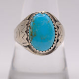 Vintage Sterling Turquoise Stamped Band Ring 9