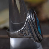 Vintage Sterling Multi Stone Inlay Ring 8