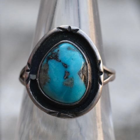 Vintage Sterling Turquoise Ring 6.5