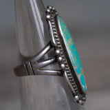 Vintage Sterling Turquoise Trading Post Ring 4.75