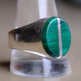 Vintage Sterling Malachite Inlay Ring 12.75
