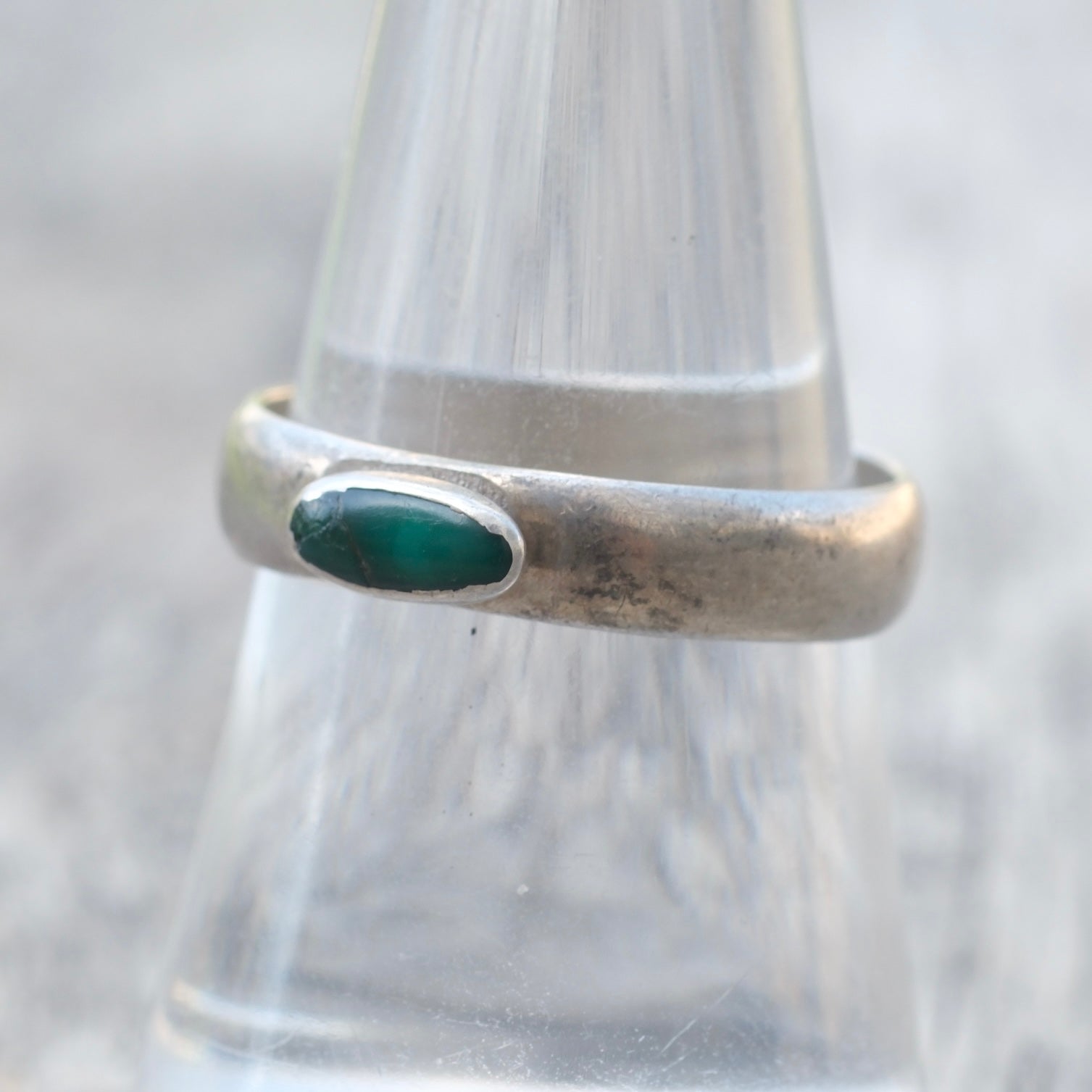 Vintage Sterling Turquoise Band Ring 8.25