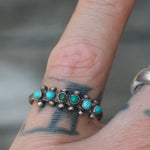 Vintage Sterling Turquoise Inlay Band 7.5