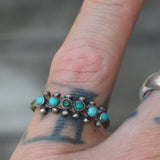 Vintage Sterling Turquoise Inlay Band 7.5