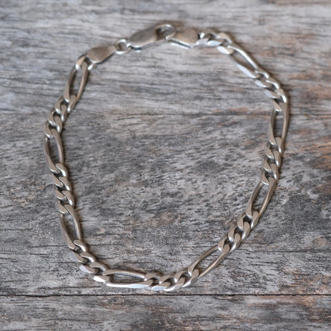 Vintage Sterling Silver Figaro Chain Bracelet