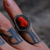 Vintage Sterling Coral Roper Ring 4