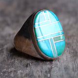 Vintage Sterling Turquoise Inlay Ring 9