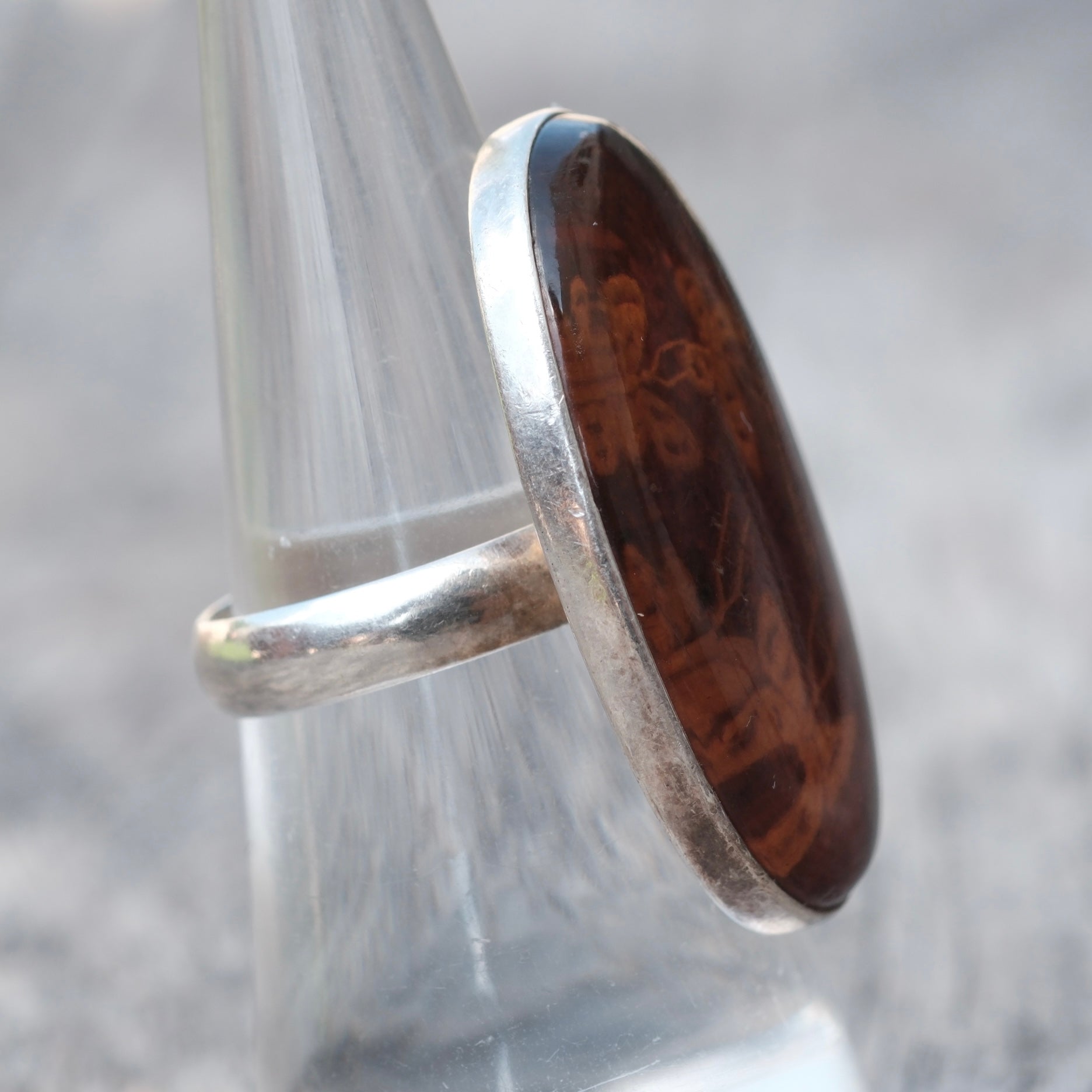 Vintage Sterling Faux Amber Butterfly Ring 7