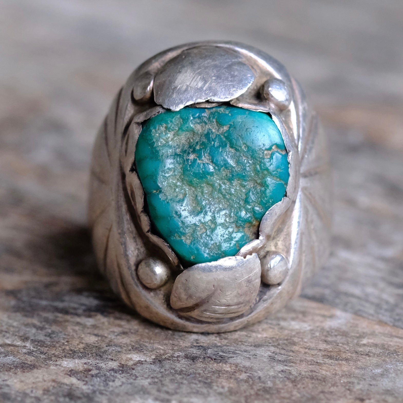 Vintage Sterling Turquoise Ring 9.5
