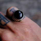 Vintage Sterling Onyx Ring 6.5
