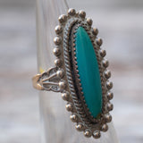 Vintage Sterling Turquoise Ring 3.75