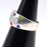 Vintage Sterling Multistone Inlay Ring 7