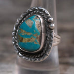 Vintage Sterling Turquoise Roper Ring 8.5