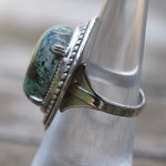 Vintage Sterling Chrysocolla Roper Ring 4.75
