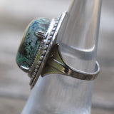 Vintage Sterling Chrysocolla Roper Ring 4.75