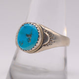 Vintage Sterling Turquoise Stamped Band Ring 10.75