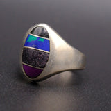 Vintage Sterling Multistone Inlay Ring 8.25