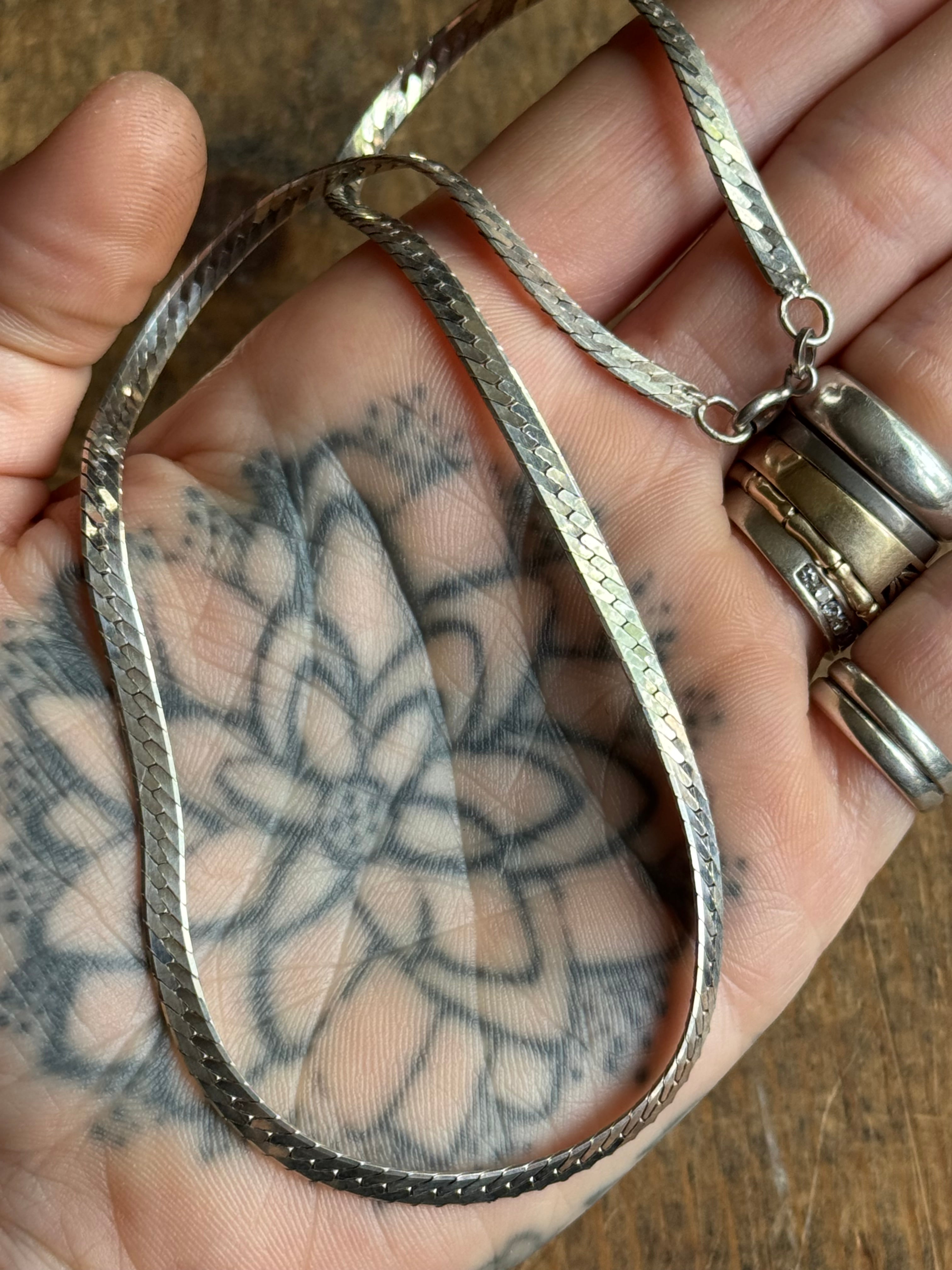 Vintage Sterling Silver 15” Herringbone Chain