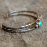 Vintage Sterling Turquoise and Coral Cuff Bracelet