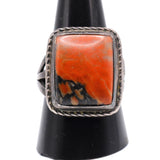 Mid Century Vintage Sterling Petrified Wood Ring 10