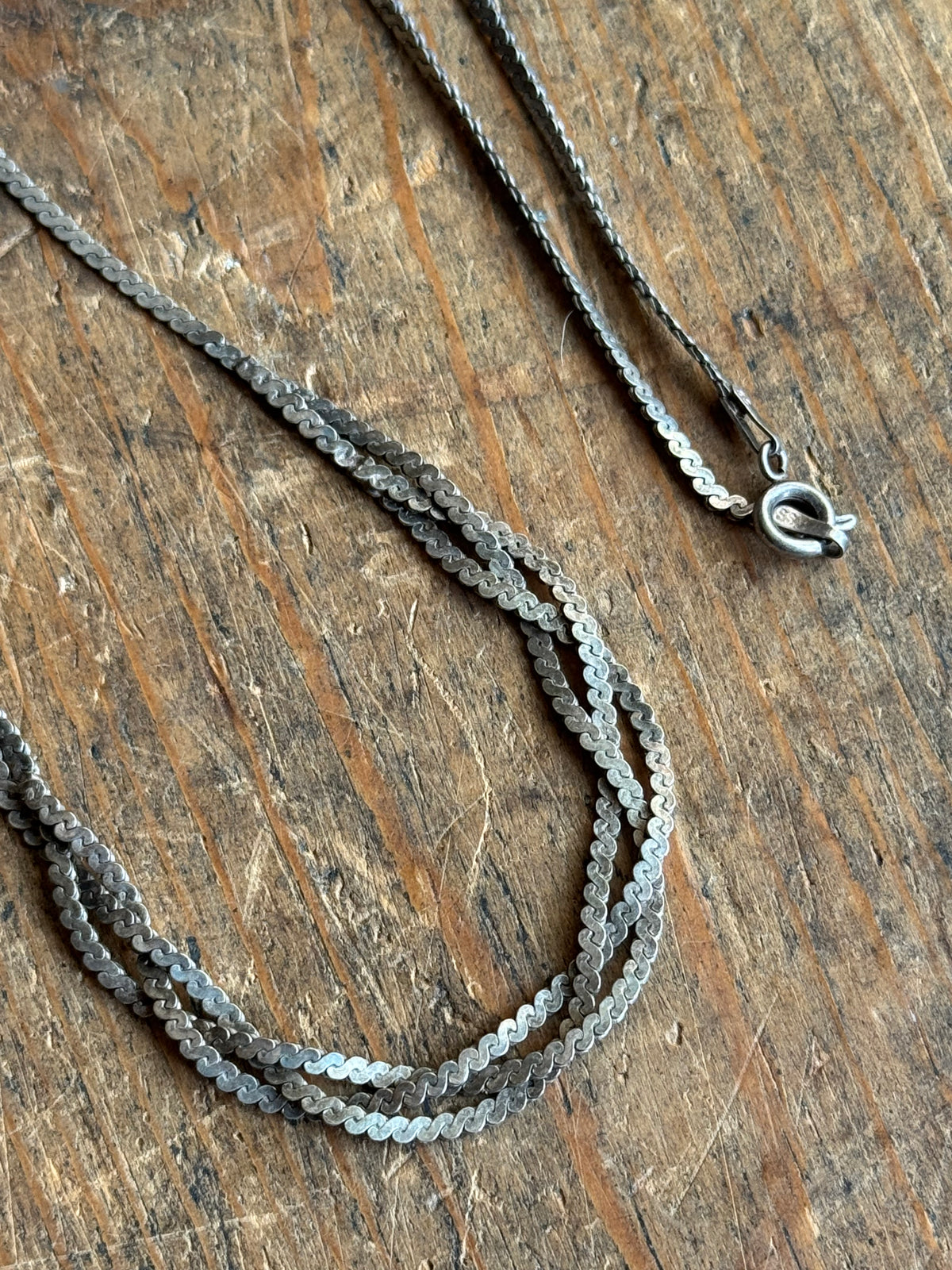 Vintage Sterling Silver 18” Braided Serpentine Chain