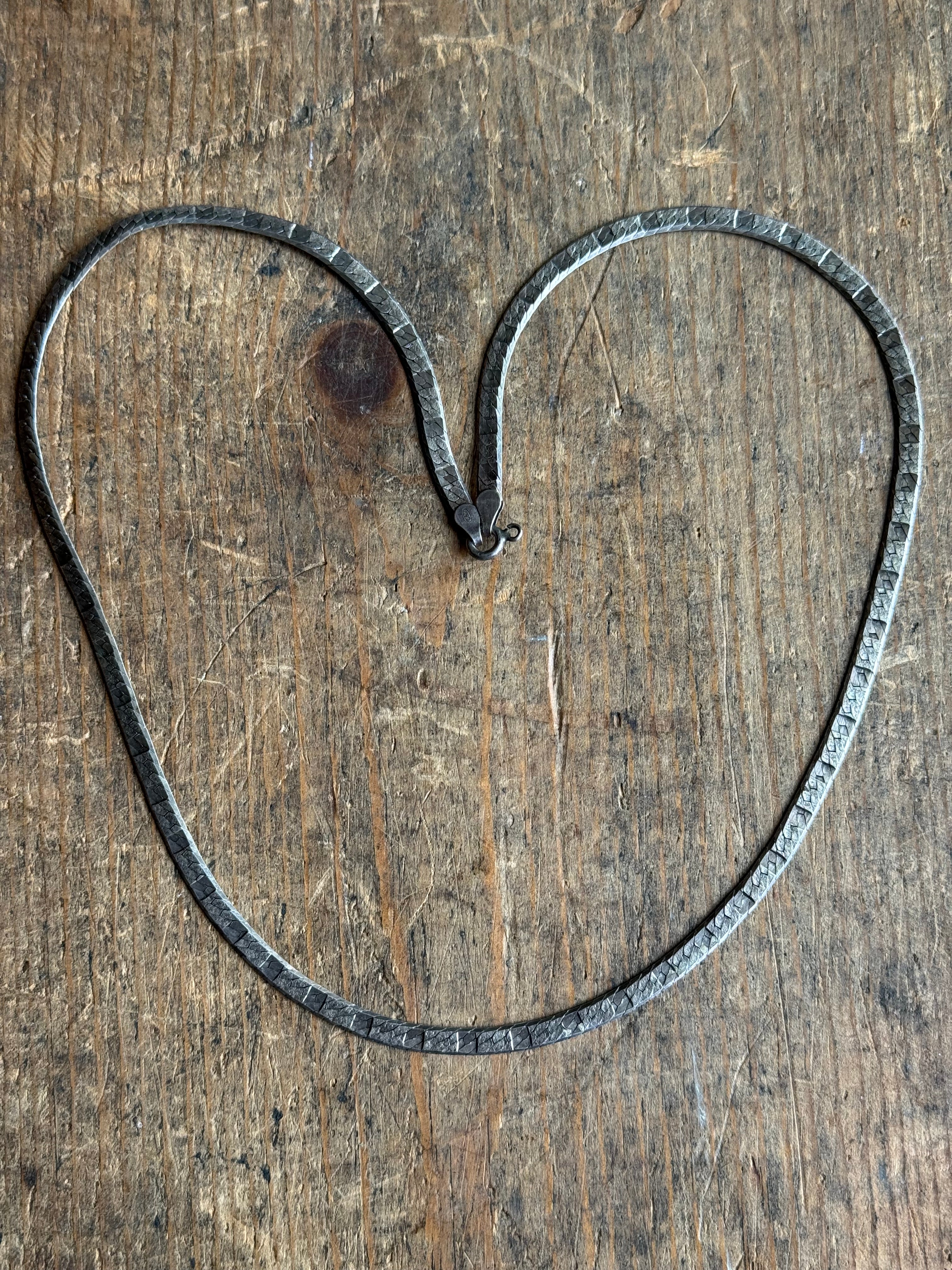 Vintage Sterling Silver 18” Etched Herringbone Chain
