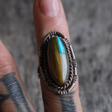 Vintage Sterling Inlay Roper Ring 3.25