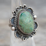 Vintage Sterling Turquoise Roper Ring 4.25