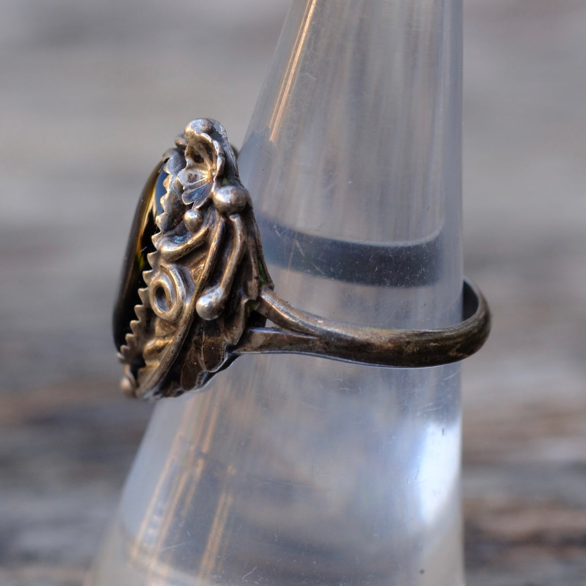 Vintage Sterling Onyx Ring 7