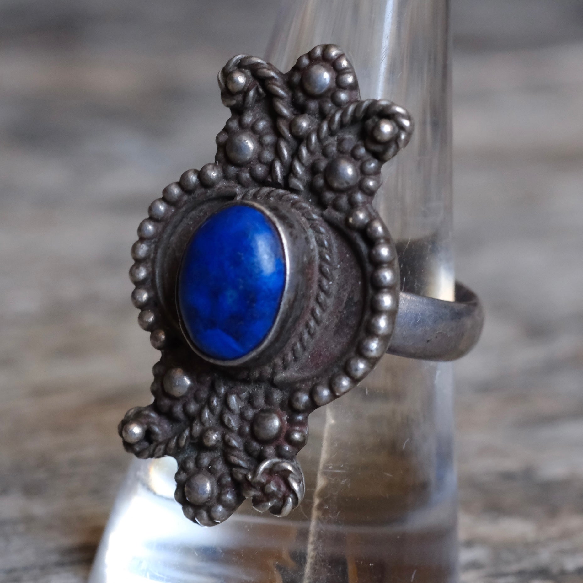 Vintage Sterling Lapis Ring 8.25