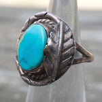 Vintage Sterling Turquoise Feather Ring 4