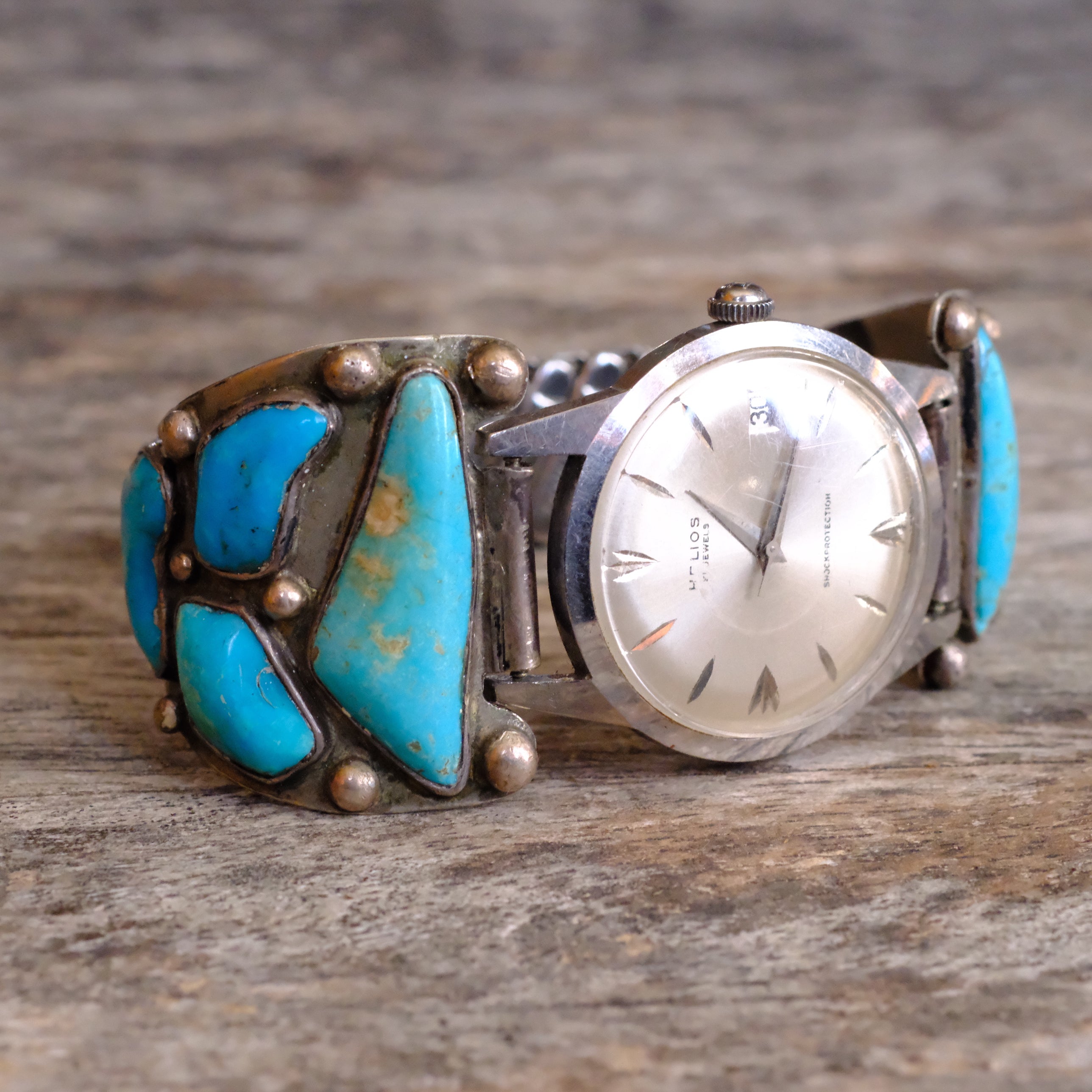 Vintage Sterling 7-Stone Turquoise Watch