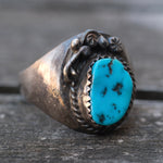 Vintage Sterling Turquoise Feather Ring 10