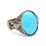 Vintage Sterling Turquoise Eagle Ring 13