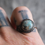 Vintage Sterling Turquoise Roper Ring 7.25