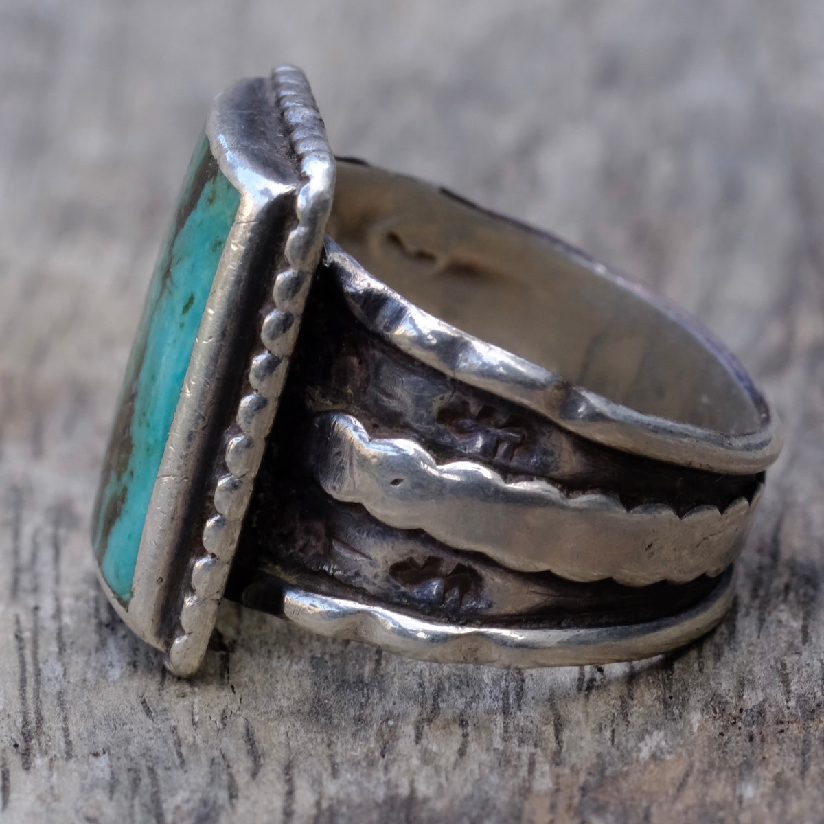 Vintage Sterling Turquoise Ring 11.5